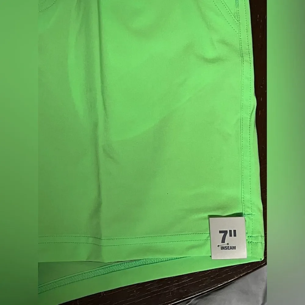 NWT George Mens neon green Swim Trunks 7” Swim Shorts Lined Small (28 - 30)